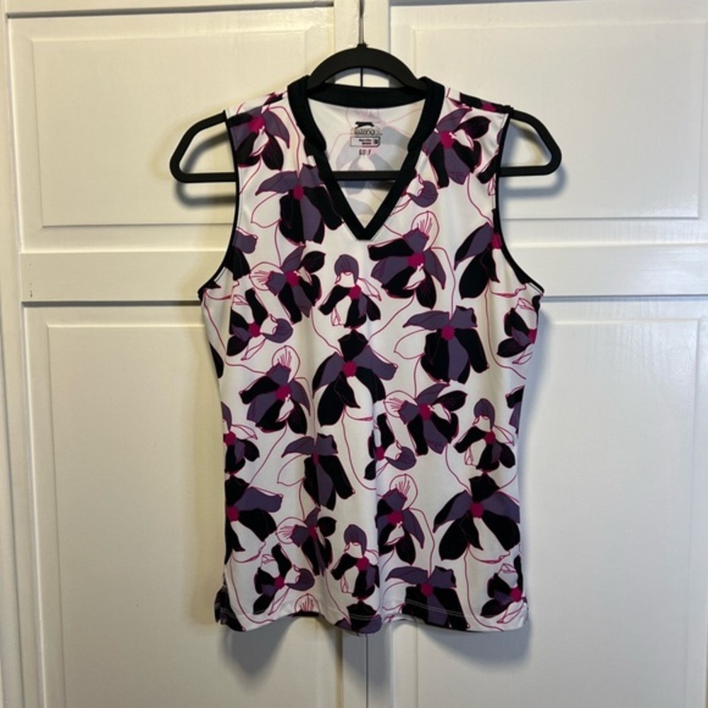 Slazenger Sleeveless Floral Print Golf Shirt Size Women Medium Color Multicolor